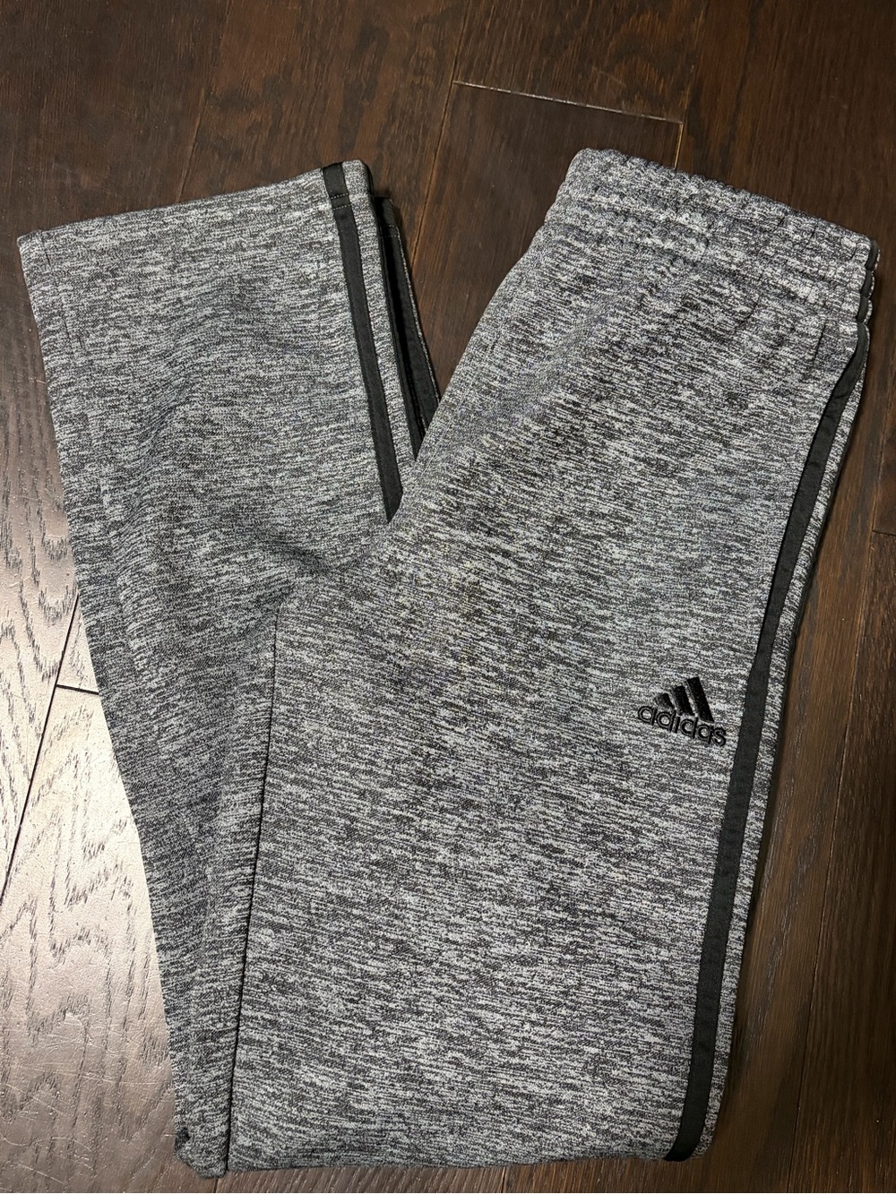 adidas Kids Gray Heather Joggers with Black Side Stripe (260)